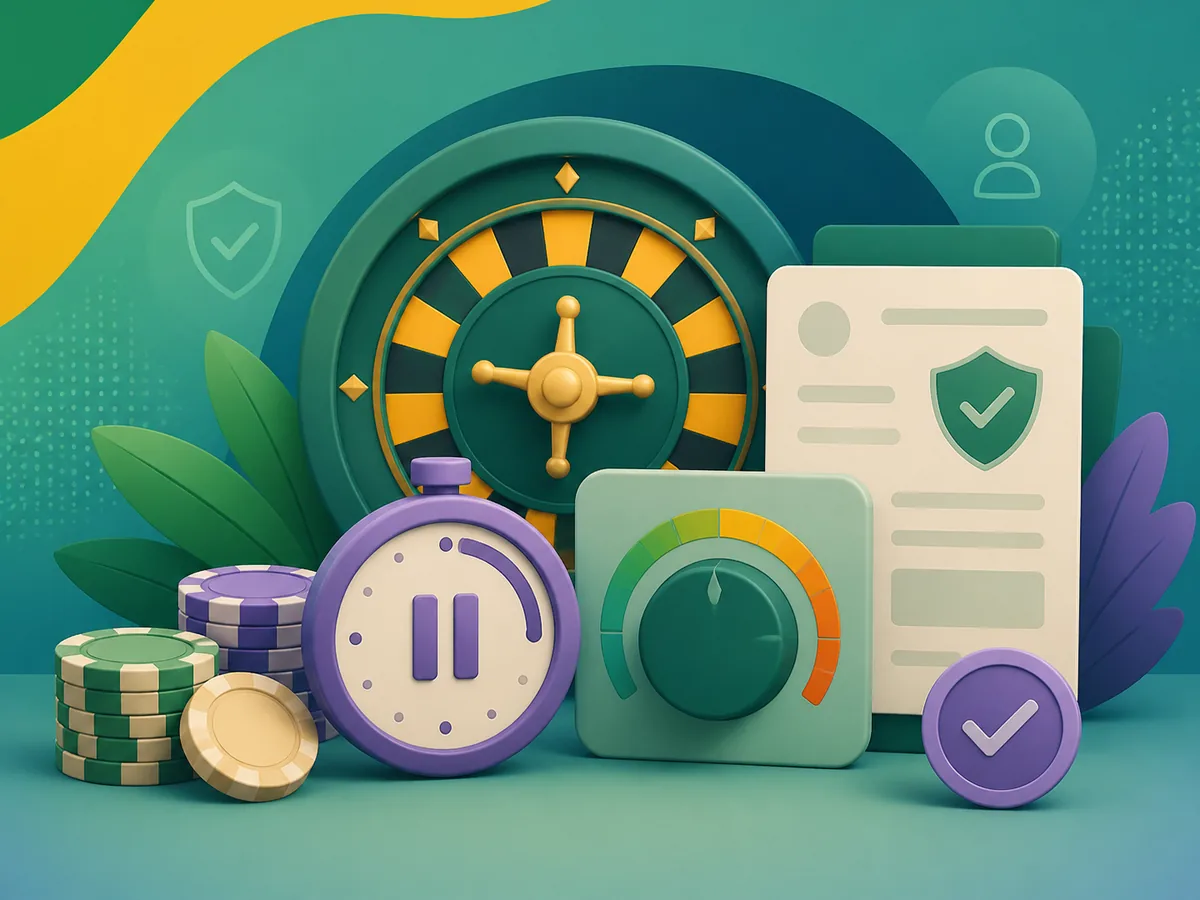 Ilustração de verificação e jogo responsável em contexto de cassino