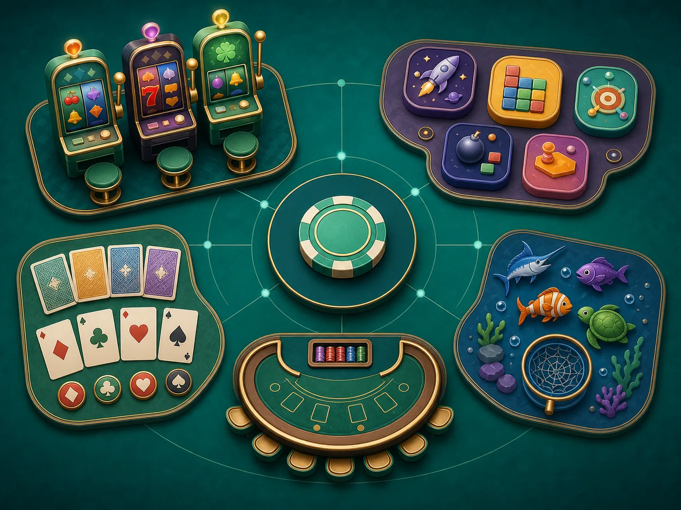 Ilustração das categorias de jogos observadas na interface ojwin